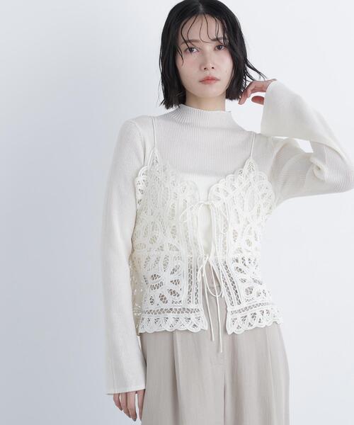 N.（N. Natural Beauty Basic）（エヌエヌナチュラルビューティーベーシック）の「バテンレースビスチェ（キャミソール・レディース・ブラック/オフホワイト・ﾌﾘ-）」の22枚目の写真
