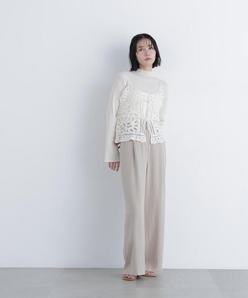 N.(N. Natural Beauty Basic)(エヌエヌナチュラルビューティーベーシック)の「バテンレースビスチェ(キャミソール・レディース・ブラック/オフホワイト・フリ-)」の21枚目の写真