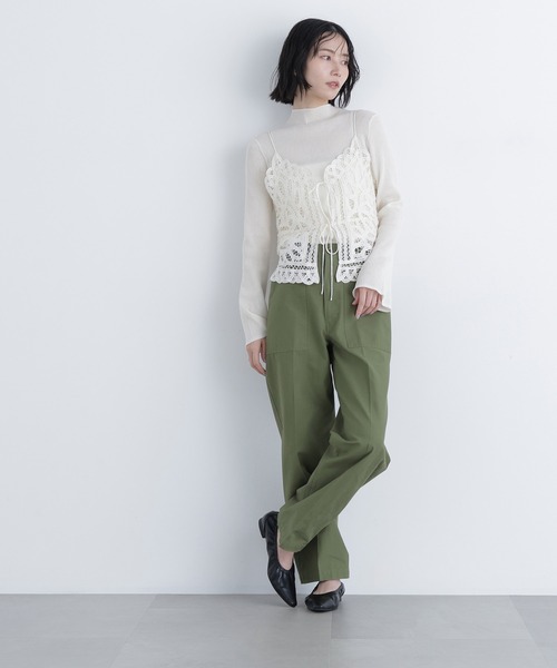 N.(N. Natural Beauty Basic)(エヌエヌナチュラルビューティーベーシック)の「バテンレースビスチェ(キャミソール・レディース・ブラック/オフホワイト・フリ-)」の6枚目の写真