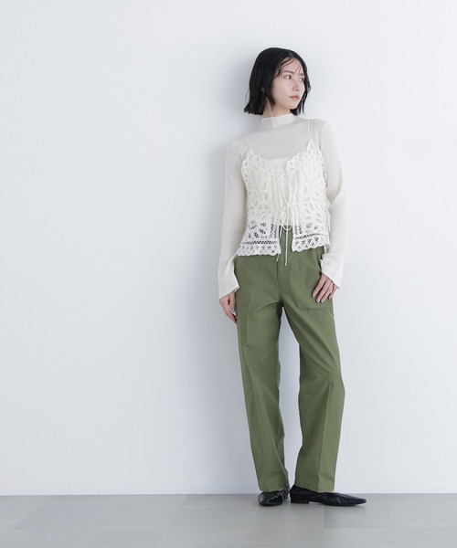 N.(N. Natural Beauty Basic)(エヌエヌナチュラルビューティーベーシック)の「バテンレースビスチェ(キャミソール・レディース・ブラック/オフホワイト・フリ-)」の9枚目の写真