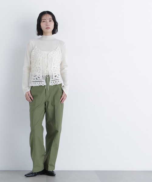 N.(N. Natural Beauty Basic)(エヌエヌナチュラルビューティーベーシック)の「バテンレースビスチェ(キャミソール・レディース・ブラック/オフホワイト・フリ-)」の11枚目の写真