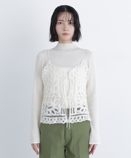 N.(N. Natural Beauty Basic)(エヌエヌナチュラルビューティーベーシック)の「バテンレースビスチェ(キャミソール・レディース・ブラック/オフホワイト・フリ-)」の16枚目の写真