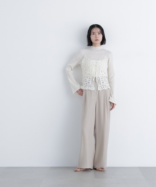 N.(N. Natural Beauty Basic)(エヌエヌナチュラルビューティーベーシック)の「バテンレースビスチェ(キャミソール・レディース・ブラック/オフホワイト・フリ-)」の12枚目の写真