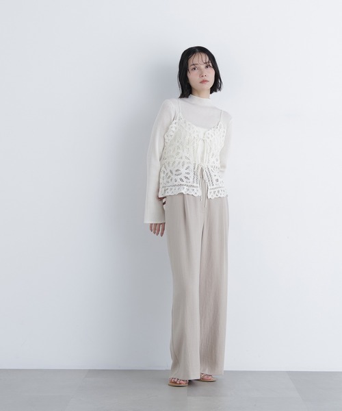 N.(N. Natural Beauty Basic)(エヌエヌナチュラルビューティーベーシック)の「バテンレースビスチェ(キャミソール・レディース・ブラック/オフホワイト・フリ-)」の13枚目の写真