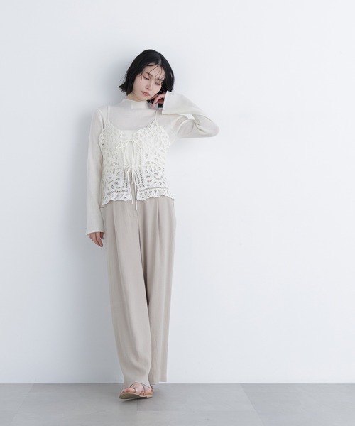 N.(N. Natural Beauty Basic)(エヌエヌナチュラルビューティーベーシック)の「バテンレースビスチェ(キャミソール・レディース・ブラック/オフホワイト・フリ-)」の15枚目の写真