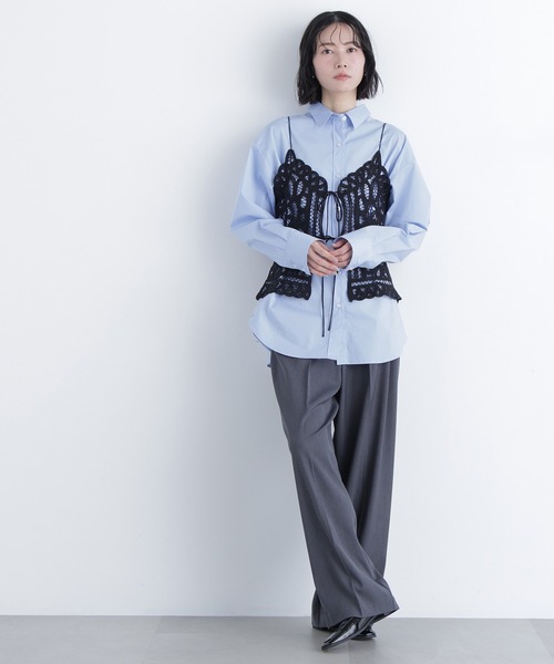 N.(N. Natural Beauty Basic)(エヌエヌナチュラルビューティーベーシック)の「バテンレースビスチェ(キャミソール・レディース・ブラック/オフホワイト・フリ-)」の22枚目の写真