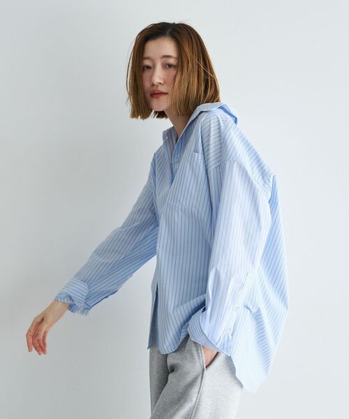 YECCA VECCA(イェッカヴェッカ)の「イージーケアオーバーシャツ(シャツ/ブラウス・レディース・ピンク/ブルー系その他6/ストライプ/ネイビー・FREE)」の9枚目の写真