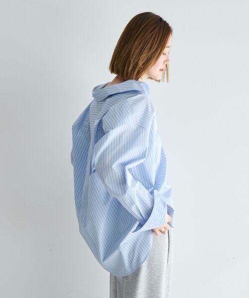YECCA VECCA(イェッカヴェッカ)の「イージーケアオーバーシャツ(シャツ/ブラウス・レディース・ピンク/ブルー系その他6/ストライプ/ネイビー・FREE)」の10枚目の写真