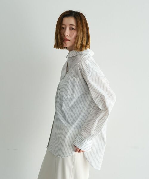 YECCA VECCA(イェッカヴェッカ)の「イージーケアオーバーシャツ(シャツ/ブラウス・レディース・ピンク/ブルー系その他6/ストライプ/ネイビー・FREE)」の13枚目の写真
