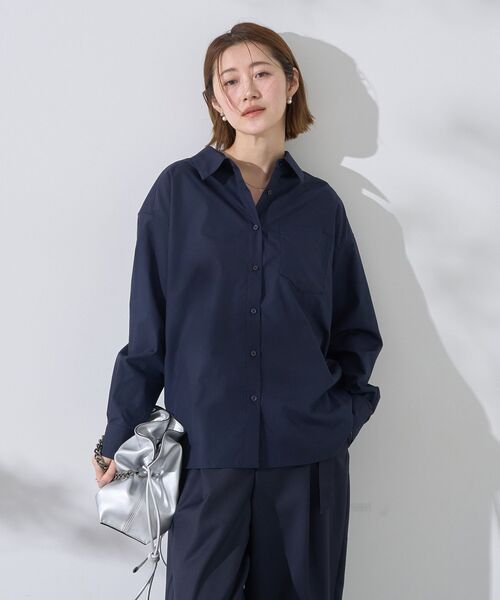 YECCA VECCA(イェッカヴェッカ)の「イージーケアオーバーシャツ(シャツ/ブラウス・レディース・ピンク/ブルー系その他6/ストライプ/ネイビー・FREE)」の6枚目の写真