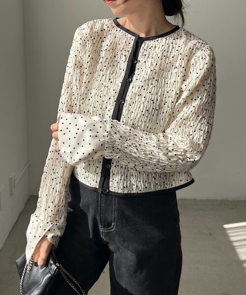 CAPRICIEUX LE'MAGE(カプリシューレマージュ)の「ドットシャーリングブラウス(シャツ/ブラウス・レディース・オフホワイト/ブラック・FREE)」の14枚目の写真