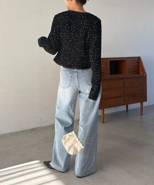 CAPRICIEUX LE'MAGE(カプリシューレマージュ)の「ドットシャーリングブラウス(シャツ/ブラウス・レディース・オフホワイト/ブラック・FREE)」の3枚目の写真