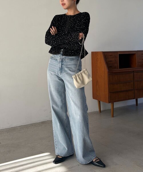 CAPRICIEUX LE'MAGE(カプリシューレマージュ)の「ドットシャーリングブラウス(シャツ/ブラウス・レディース・オフホワイト/ブラック・FREE)」の5枚目の写真