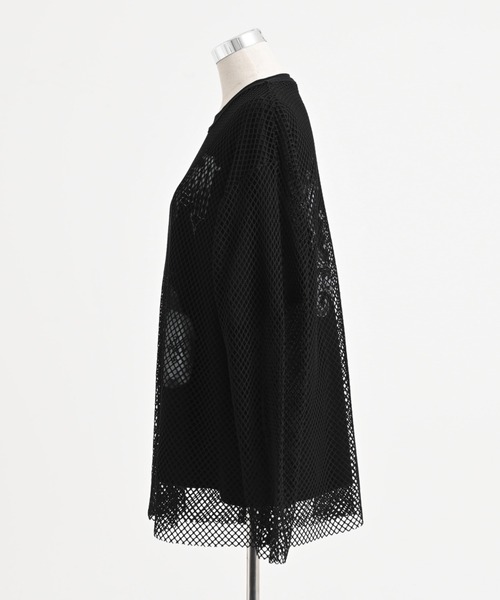 TRAVAS TOKYO(トラバス トウキョウ)の「『TRAVAS TOKYO/トラバス トーキョー』メッシュレイヤードくまプリントTシャツ(Tシャツ/カットソー・レディース・ブラック×ホワイト/ブラック・FREE)」の22枚目の写真