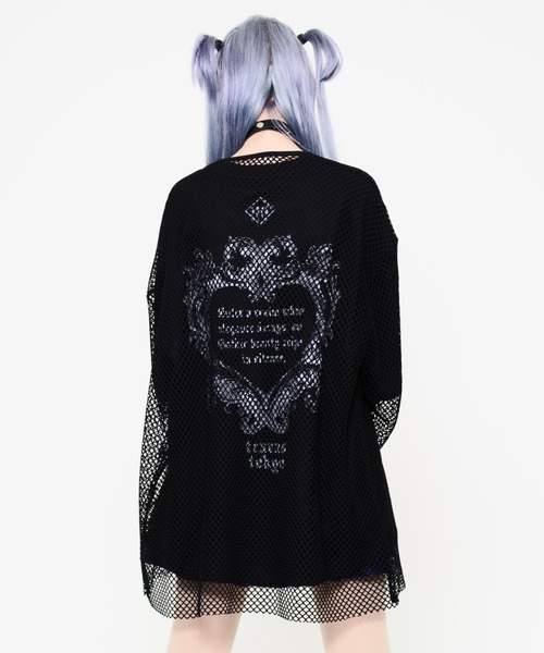 TRAVAS TOKYO(トラバス トウキョウ)の「『TRAVAS TOKYO/トラバス トーキョー』メッシュレイヤードくまプリントTシャツ(Tシャツ/カットソー・レディース・ブラック×ホワイト/ブラック・FREE)」の10枚目の写真