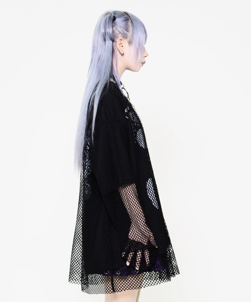 TRAVAS TOKYO(トラバス トウキョウ)の「『TRAVAS TOKYO/トラバス トーキョー』メッシュレイヤードくまプリントTシャツ(Tシャツ/カットソー・レディース・ブラック×ホワイト/ブラック・FREE)」の9枚目の写真