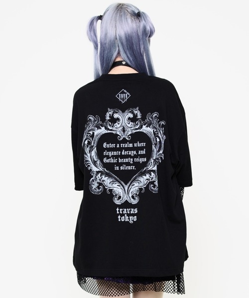 TRAVAS TOKYO(トラバス トウキョウ)の「『TRAVAS TOKYO/トラバス トーキョー』メッシュレイヤードくまプリントTシャツ(Tシャツ/カットソー・レディース・ブラック×ホワイト/ブラック・FREE)」の5枚目の写真