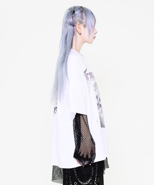 TRAVAS TOKYO(トラバス トウキョウ)の「『TRAVAS TOKYO/トラバス トーキョー』メッシュレイヤードくまプリントTシャツ(Tシャツ/カットソー・レディース・ブラック×ホワイト/ブラック・FREE)」の13枚目の写真