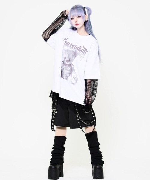 TRAVAS TOKYO(トラバス トウキョウ)の「『TRAVAS TOKYO/トラバス トーキョー』メッシュレイヤードくまプリントTシャツ(Tシャツ/カットソー・レディース・ブラック×ホワイト/ブラック・FREE)」の16枚目の写真