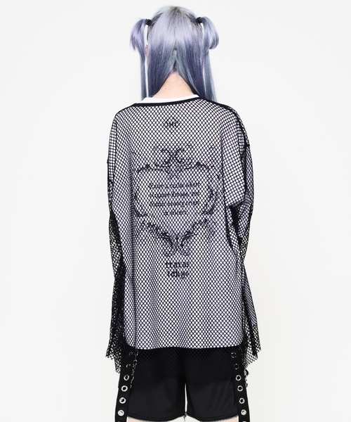 TRAVAS TOKYO(トラバス トウキョウ)の「『TRAVAS TOKYO/トラバス トーキョー』メッシュレイヤードくまプリントTシャツ(Tシャツ/カットソー・レディース・ブラック×ホワイト/ブラック・FREE)」の19枚目の写真