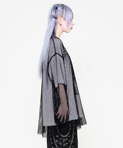 TRAVAS TOKYO(トラバス トウキョウ)の「『TRAVAS TOKYO/トラバス トーキョー』メッシュレイヤードくまプリントTシャツ(Tシャツ/カットソー・レディース・ブラック×ホワイト/ブラック・FREE)」の18枚目の写真