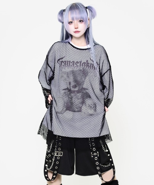 TRAVAS TOKYO(トラバス トウキョウ)の「『TRAVAS TOKYO/トラバス トーキョー』メッシュレイヤードくまプリントTシャツ(Tシャツ/カットソー・レディース・ブラック×ホワイト/ブラック・FREE)」の17枚目の写真