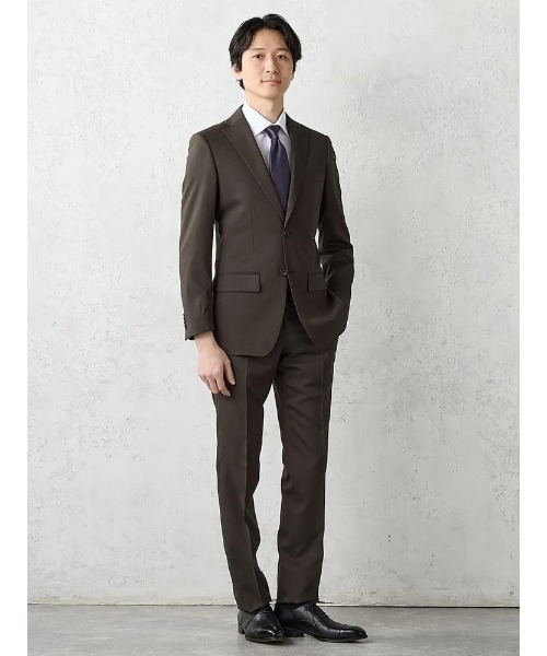 Perfect Suit FActory(パーフェクトスーツファクトリー)の「【上下洗える】ベーシックスーツ【クラシコ】織柄 ブラウン(スーツセット・メンズ・ダークブラウン・A8/AB4/AB5/AB6/AB7/AB8/Y4/Y5/Y6/Y7/A4/A5/A6/A7)」の1枚目の写真