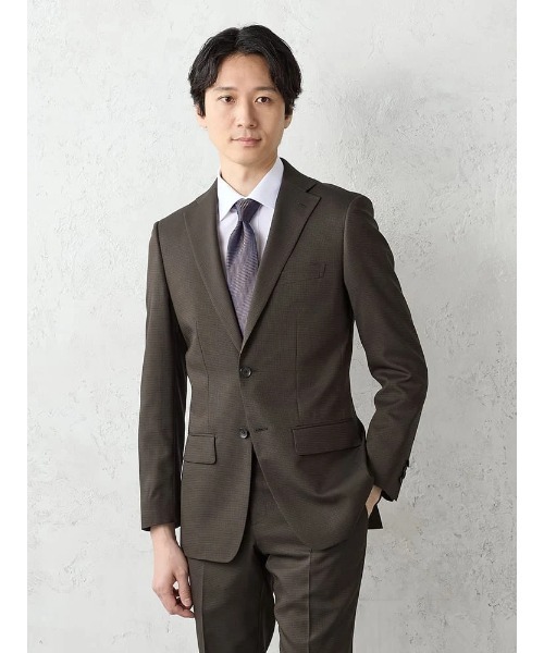 Perfect Suit FActory(パーフェクトスーツファクトリー)の「【上下洗える】ベーシックスーツ【クラシコ】織柄 ブラウン(スーツセット・メンズ・ダークブラウン・A8/AB4/AB5/AB6/AB7/AB8/Y4/Y5/Y6/Y7/A4/A5/A6/A7)」の2枚目の写真