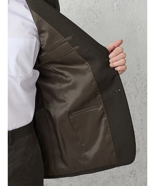 Perfect Suit FActory(パーフェクトスーツファクトリー)の「【上下洗える】ベーシックスーツ【クラシコ】織柄 ブラウン(スーツセット・メンズ・ダークブラウン・A8/AB4/AB5/AB6/AB7/AB8/Y4/Y5/Y6/Y7/A4/A5/A6/A7)」の10枚目の写真