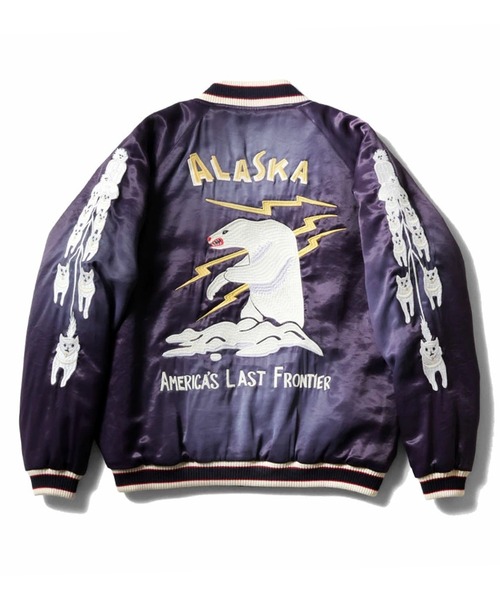 HOUSTON（ヒューストン）の「HOUSTON ヒューストン USED FINISHING SOUVENIR JACKET (ALASKA) ユーズド加工 レーヨン サテン スーベニアジャケット アラスカ 白熊 刺繍 スカジャン（スカジャン・メンズ・ピンク/ネイビー/ブラック・M/XL/L）」の9枚目の写真