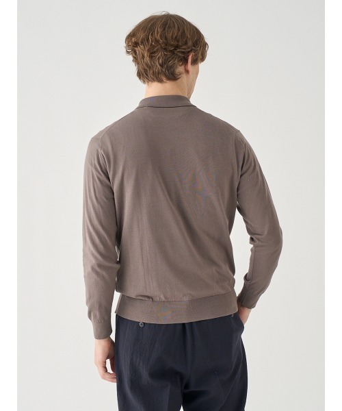 JOHN SMEDLEY（ジョンスメドレー）の「コットン 長袖ニットポロシャツ（ポロシャツ・メンズ・ベージュ系5・L/M/S）」の6枚目の写真