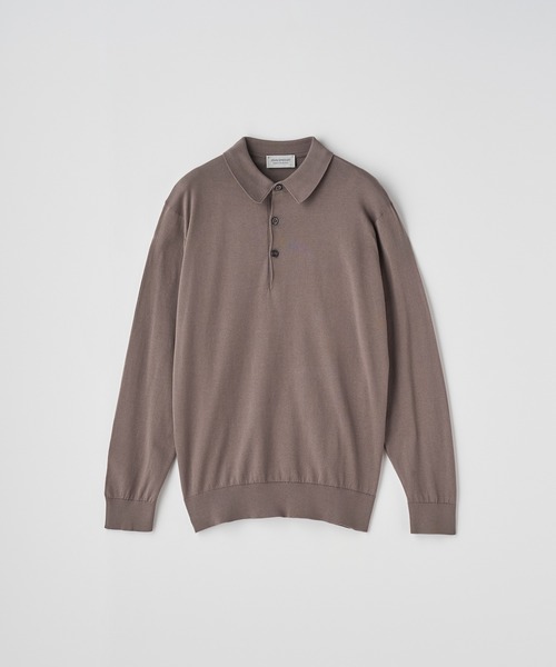 JOHN SMEDLEY（ジョンスメドレー）の「コットン 長袖ニットポロシャツ（ポロシャツ・メンズ・ベージュ系5・L/M/S）」の2枚目の写真