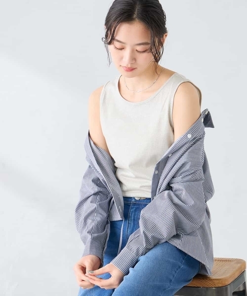 a.v.v（アーヴェヴェ）の「【前後2WAY】ラメタンクトップ（タンクトップ・レディース・モカ/ブラック/グレー系その他・40/38/42/36）」の4枚目の写真