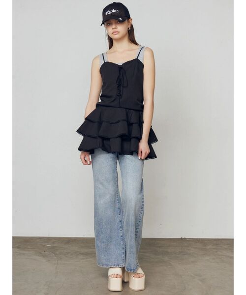 EMODA（エモダ）の「レースアップティアードミニワンピース（ワンピース・レディース・ブラック/ベージュ・FREE）」の22枚目の写真