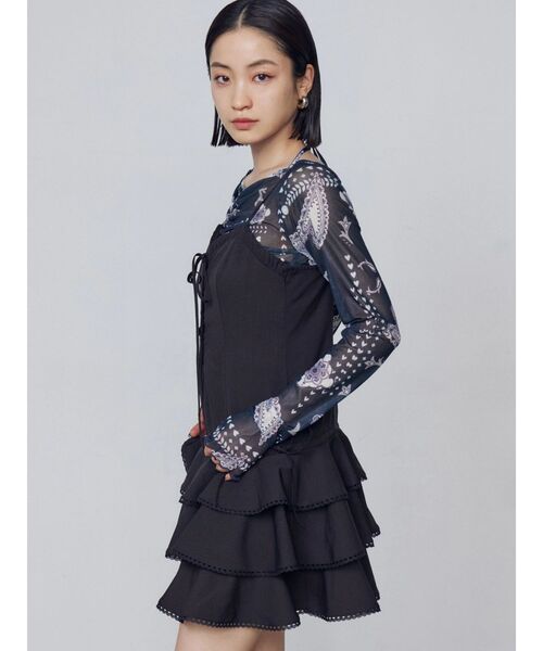 EMODA（エモダ）の「レースアップティアードミニワンピース（ワンピース・レディース・ブラック/ベージュ・FREE）」の15枚目の写真