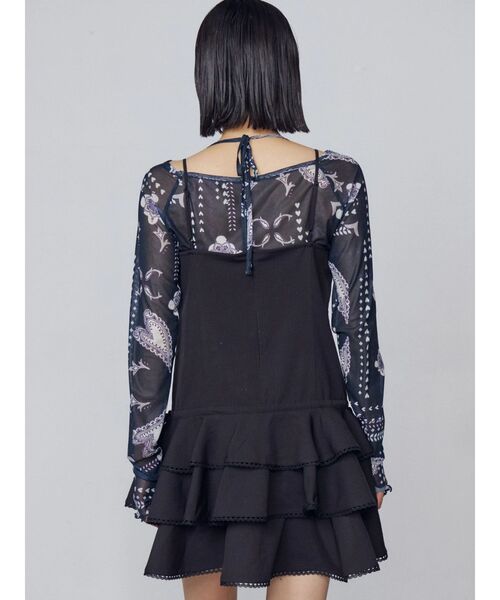 EMODA（エモダ）の「レースアップティアードミニワンピース（ワンピース・レディース・ブラック/ベージュ・FREE）」の16枚目の写真