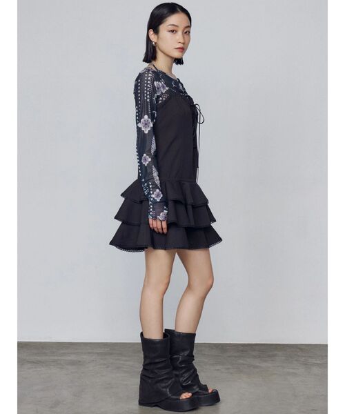 EMODA（エモダ）の「レースアップティアードミニワンピース（ワンピース・レディース・ブラック/ベージュ・FREE）」の18枚目の写真