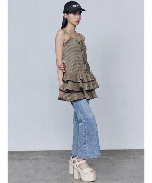 EMODA（エモダ）の「レースアップティアードミニワンピース（ワンピース・レディース・ブラック/ベージュ・FREE）」の3枚目の写真