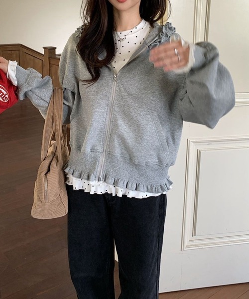 Vipoa（ヴィポア）の「Loose frill zip up hoodie（パーカー）」 - WEAR