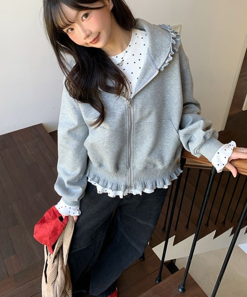 Vipoa（ヴィポア）の「Loose frill zip up hoodie（パーカー）」 - WEAR