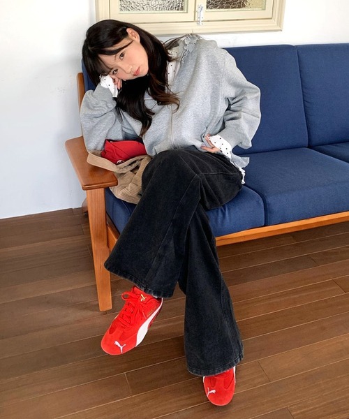 Vipoa(ヴィポア)の「Loose frill zip up hoodie(パーカー・レディース・ベビーピンク/ライトグレー・FREE)」の9枚目の写真