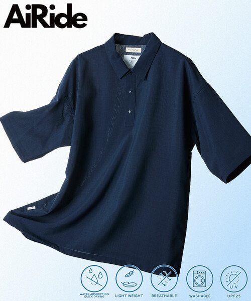 FREAK'S STORE(フリークスストア)の「限定展開 AiRide/エアライド リラックスフィット ポロシャツ/ポケッタブル/吸水速乾/UVカット(ポロシャツ・メンズ・チャコールグレー/ブラック/ネイビー/ブラック系その他・LARGE/MEDIUM/SMALL)」の4枚目の写真