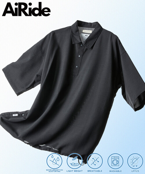 FREAK'S STORE(フリークスストア)の「限定展開 AiRide/エアライド リラックスフィット ポロシャツ/ポケッタブル/吸水速乾/UVカット(ポロシャツ・メンズ・チャコールグレー/ブラック/ネイビー/ブラック系その他・LARGE/MEDIUM/SMALL)」の3枚目の写真