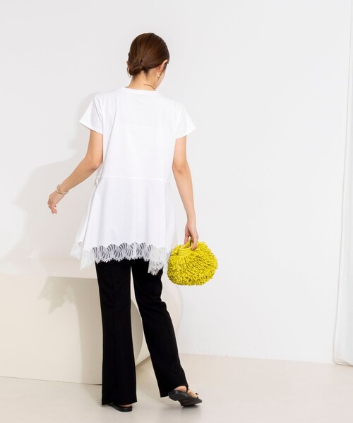 NOLLEY’S(ノーリーズ)の「【WEB限定】ウォッシャブルヘムレースカットソー(Tシャツ/カットソー・レディース・ブラック/オフホワイト・FREE)」の5枚目の写真