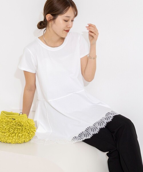 NOLLEY’S(ノーリーズ)の「【WEB限定】ウォッシャブルヘムレースカットソー(Tシャツ/カットソー・レディース・ブラック/オフホワイト・FREE)」の7枚目の写真