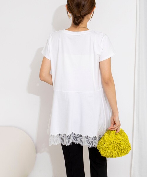 NOLLEY’S(ノーリーズ)の「【WEB限定】ウォッシャブルヘムレースカットソー(Tシャツ/カットソー・レディース・ブラック/オフホワイト・FREE)」の8枚目の写真