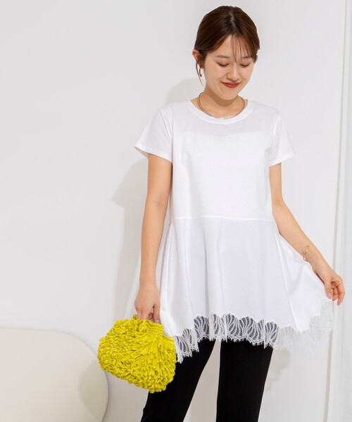 NOLLEY’S(ノーリーズ)の「【WEB限定】ウォッシャブルヘムレースカットソー(Tシャツ/カットソー・レディース・ブラック/オフホワイト・FREE)」の10枚目の写真
