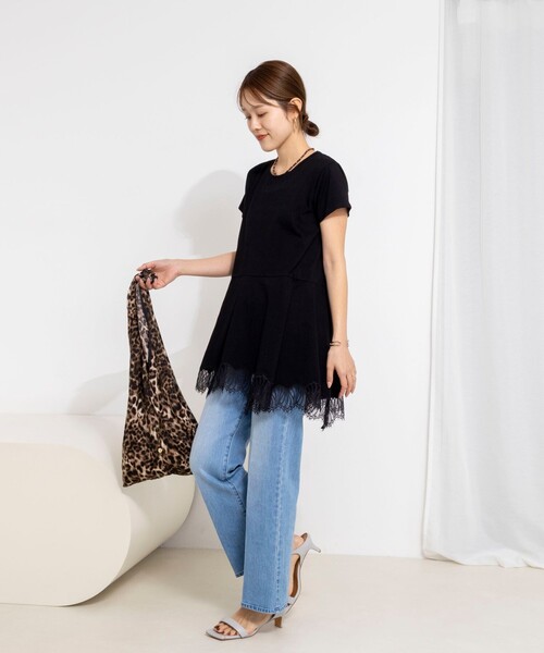 NOLLEY’S(ノーリーズ)の「【WEB限定】ウォッシャブルヘムレースカットソー(Tシャツ/カットソー・レディース・ブラック/オフホワイト・FREE)」の14枚目の写真