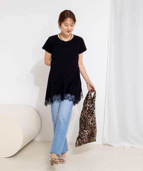NOLLEY’S(ノーリーズ)の「【WEB限定】ウォッシャブルヘムレースカットソー(Tシャツ/カットソー・レディース・ブラック/オフホワイト・FREE)」の15枚目の写真