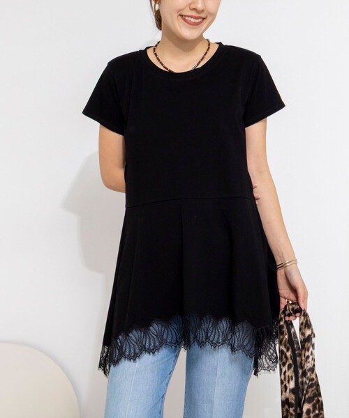 NOLLEY’S(ノーリーズ)の「【WEB限定】ウォッシャブルヘムレースカットソー(Tシャツ/カットソー・レディース・ブラック/オフホワイト・FREE)」の16枚目の写真